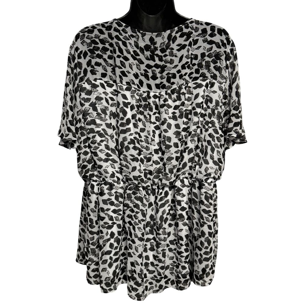Lane Bryant Womens Black White Blouse Size 18 Lined - Picture 6 of 10
